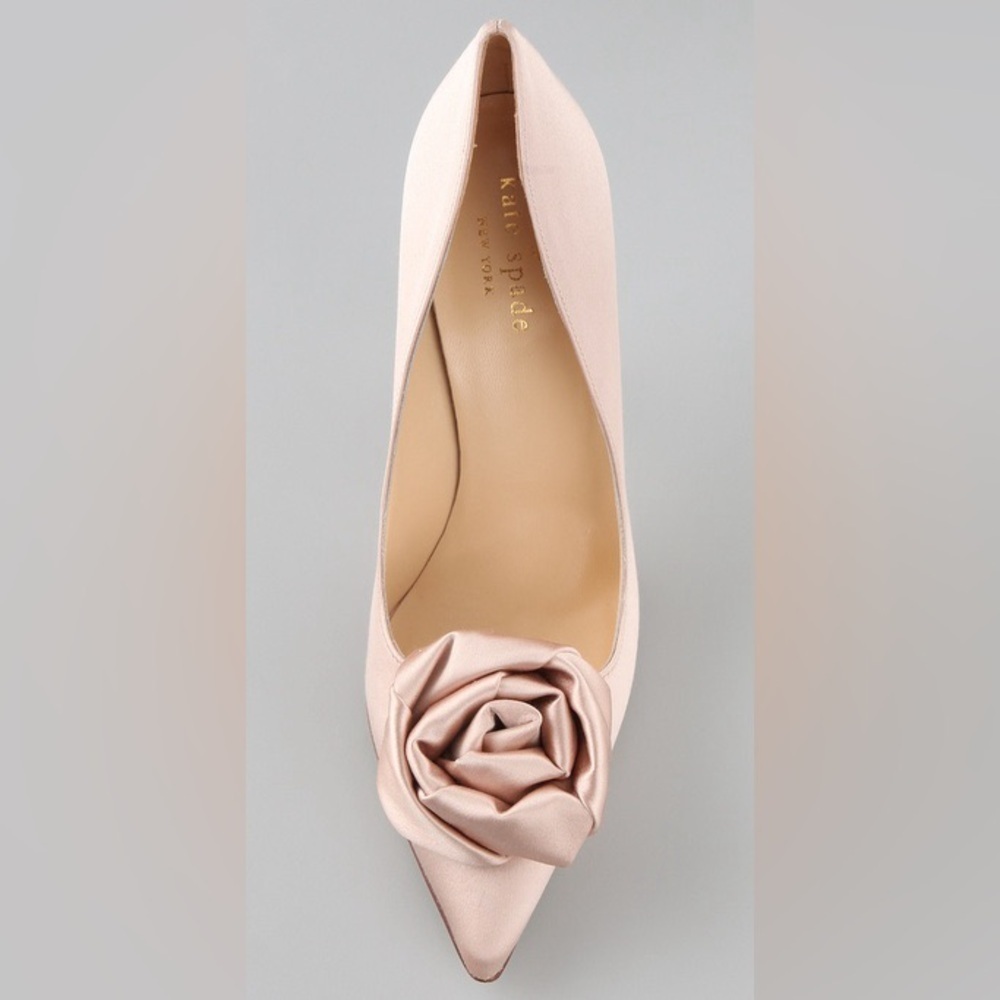Kate Spade NY Leanna Blush Satin Rosette Pointed Toe Pumps | Women’s Size 6.5 - Picture 12 of 12